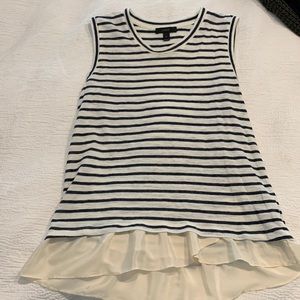 Navy and white striped tank with bottom ruffle!